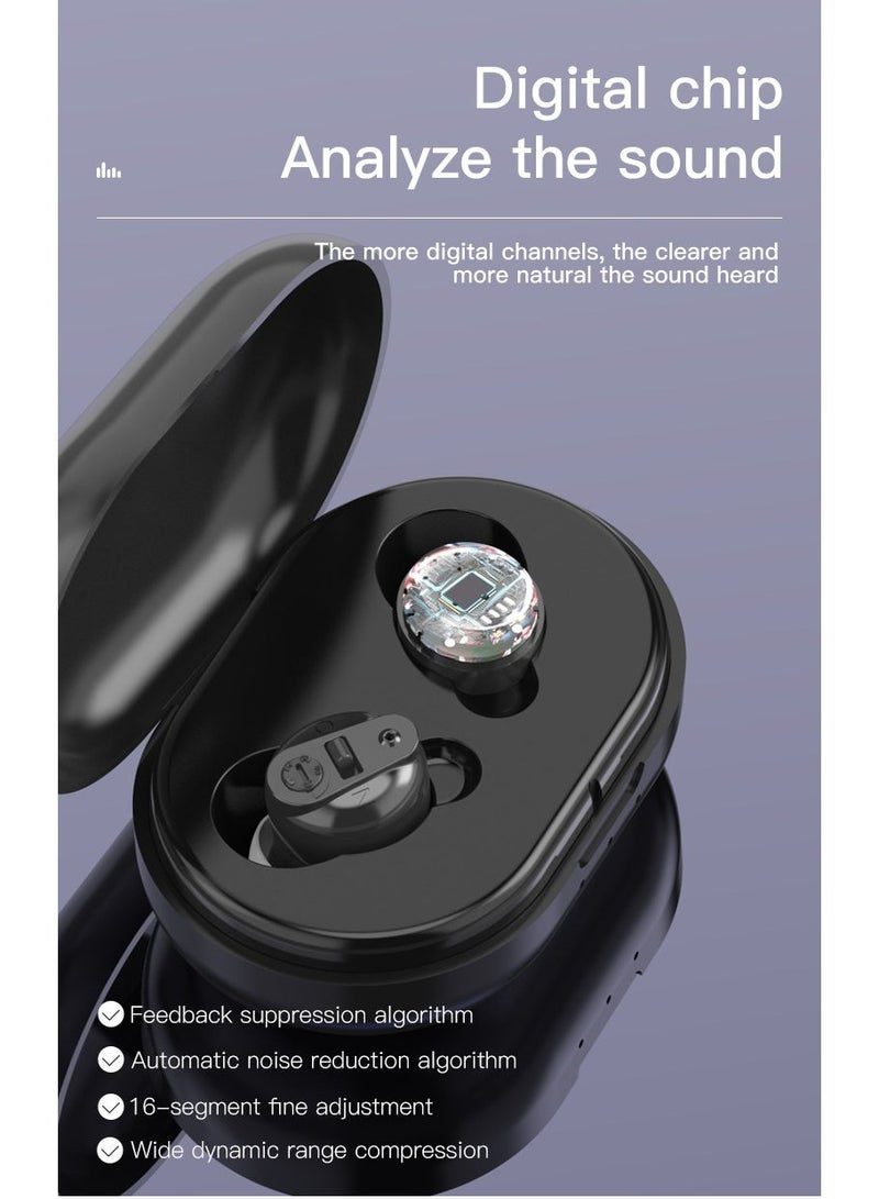 Upgraded digital wireless rechargeable mini CIC hearing aid, suitable for the elderly and seniors, simple and easy to use, black. - Image 4